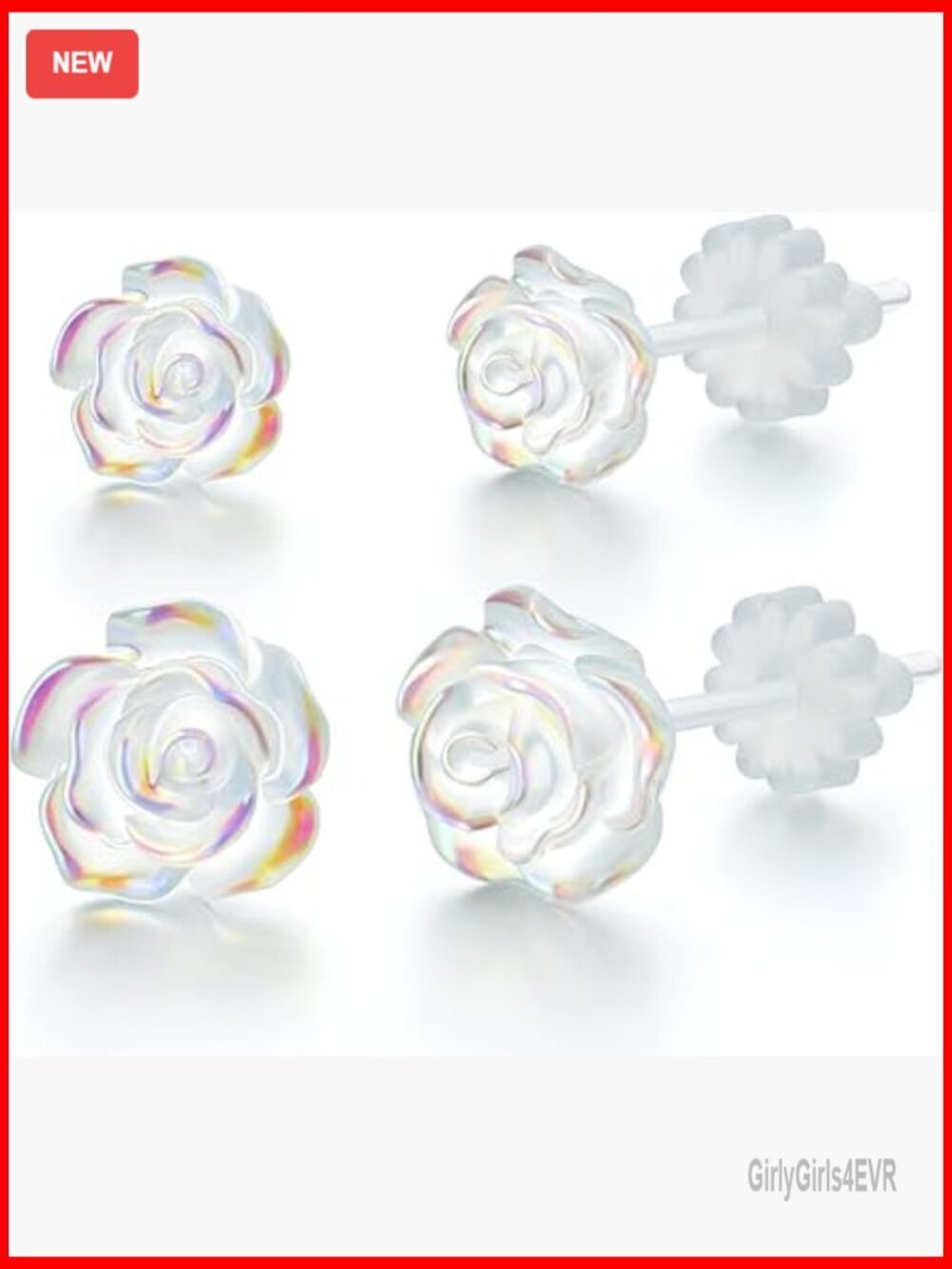 Hypoallergenic Plastic Stud Earrings for Sensitive Ears, 6mm & 8mm